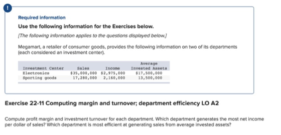 Required information Use the following information for the Exercises below. [The following information applies to the questio