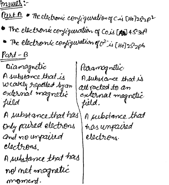 mswer: Rest A The electronic configuration of cý (He]25282 • The electronic configuration of Cois (49] 452347 • The electroni