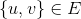 {u, v} E E
