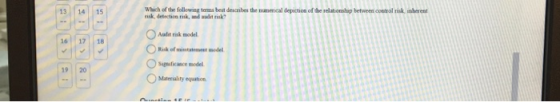 Which of the following terms best describes the numerical depiction of the relationship between control risk inherent risk, d