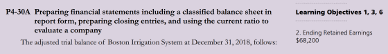 Learning Objectives 1, 3, 6 P4-30A Preparing financial statements including a classified balance sheet in report form, prepar
