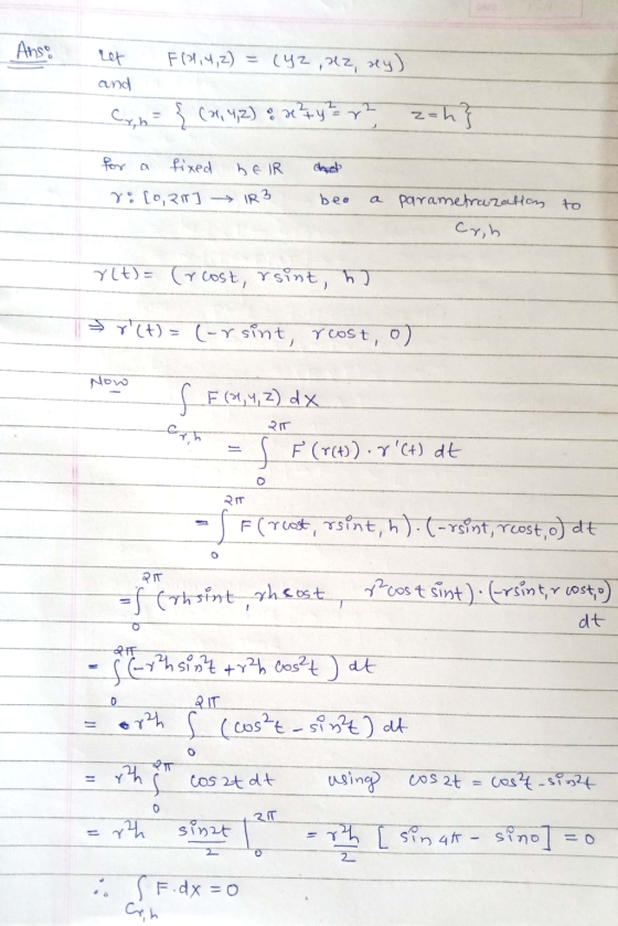 Anso ret F138,4,7) = (y2,HZ, xy) and Crn= {(1,4, 2 & 4 y² = r2 zah} for a chet fixed BER yo [0, 211] → IR 3 beo parametrazati