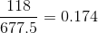 \frac{118}{677.5}=0.174