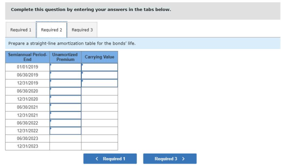 Complete this question by entering your answers in the tabs below. Required 1 Required 2 Required 3 Prepare a straight-line a