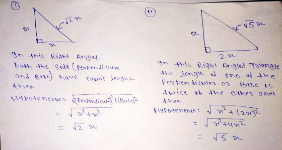Krea risa 2a In this Right Angled Both the side (perpendicular and Base) have equal lenght Ahen Hypoteneow = Ji perpendicunt