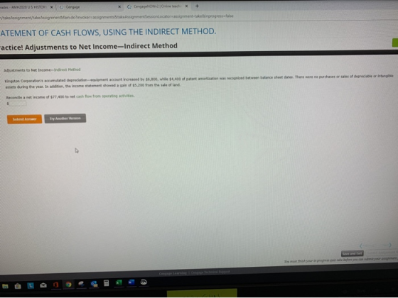 Cengagerom. O d * + AM-0020 US HISTORX Cergage gment/ sigmentMandolinerasi e session comment takenprogress ATEMENT OF CASH FL