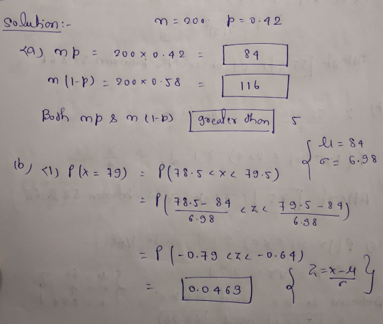 3200p 0:42 So.luhion:- 84 a mp = 200 x 0.4 2 1 16 (1-p) - 200 x 0 58 grealtr dhon S Bosh mp s m (1-b) li=84 1) Plr= 19)P(18 5