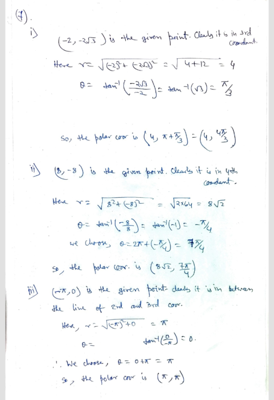 (-2,-255) is the given point. Clearly it is in 3rd Coordant. 4 Here roſe25+ (28) ✓ ut2 tan! (=23 By: dan +(13) ㅈ So, the pola