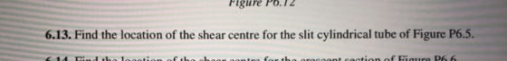 Figure P0.12 6.13. Find the location of the shear centre for the slit cylindrical tube of Figure P6.5. 14 Tid the location of