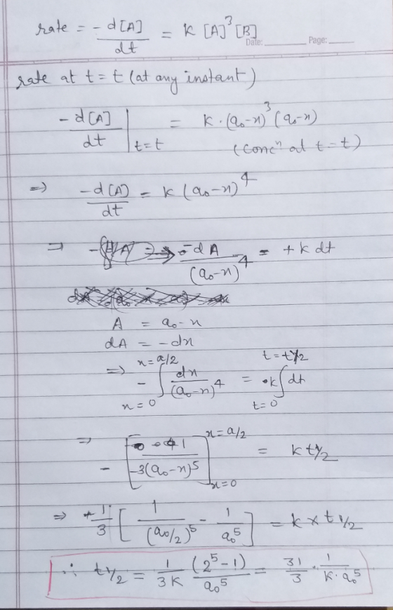 rate = -d [A] = k [A] [B] Page: odt rate at t= t (at any instant) - d [A] = k. (26-2) (95-2) at tat concer at t -d (A) = K (a