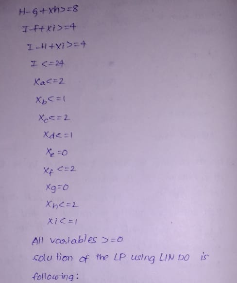 工く上24 xgFo All vcsiableso colu tion of the LP using LINDO following