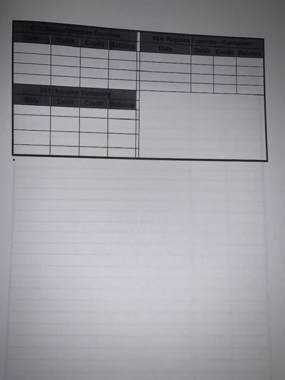 Debit Expense Credit Balance 684: Repairs Expense Computer Date Debit Credit Balance 11 904: Income Summary bez Debit Credit