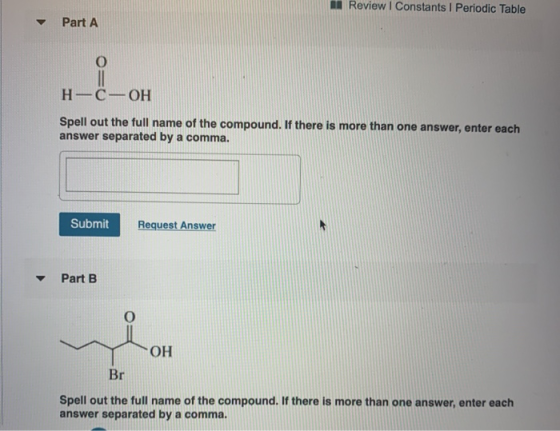 Review | Constants i Periodic Table Part A H-C-OH Spell out the full name of the compound. If there is more than one answer,