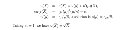 u(X) = v(x) = u(x) + u()(x), var[u(x)] [u(x))?(M/n) = C, (1) C/A, a solution is u() = c2V. Taking C2 = 1, we have u(x) = VX