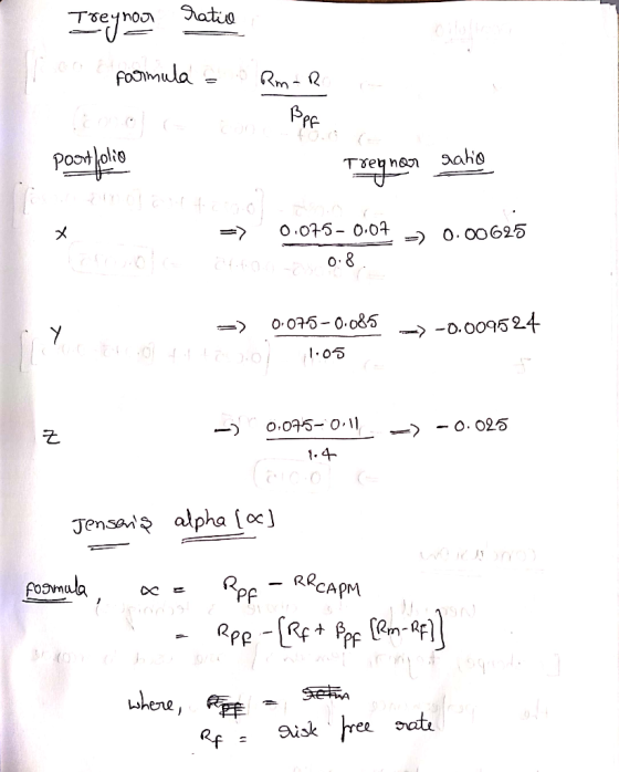 Treyror ratio o o formula & Rm-R Co corona Pop portfolio Trennan raho => 0.075-004 -> 0.00625 Öffe 0 :8. Life =) 0.075-0.085