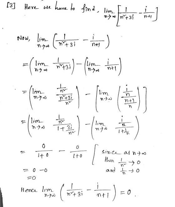 [3] Here we have to find, lim 그 nyintai n+1 A Now, 1 ì ) lime (3) - Cho thoil for at the 1 ny lim nyo lim له د n +31 nr n ntl