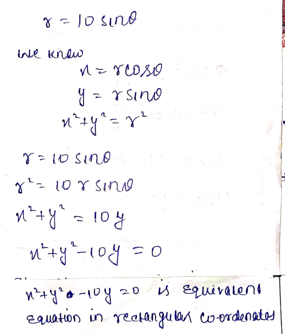 g=10sino ESAT Ince know narcoso ५ arsino n²+ y² = 2² 8=10 sino g²=10rsino 1²+ y² = 10 4 u+y²-10y =0 n²+ y² -10 4 20 is Equiva