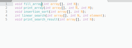 2 void fill array(int array[], int N); void print array(int array[], int n, int M); void insertion sort(int array[], int N);
