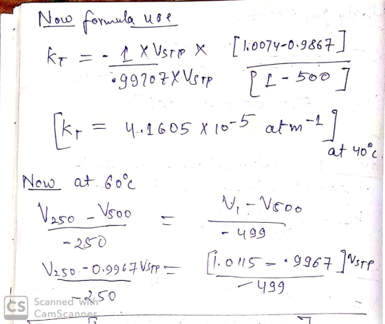 Now formula use kr = .1 X Uspp * [10074-0.9867] •99207 x USTPPL-500 ] kr = 4.1605 818-5 atm 27 at 40° Now at 60°C Vaso - Vsoo