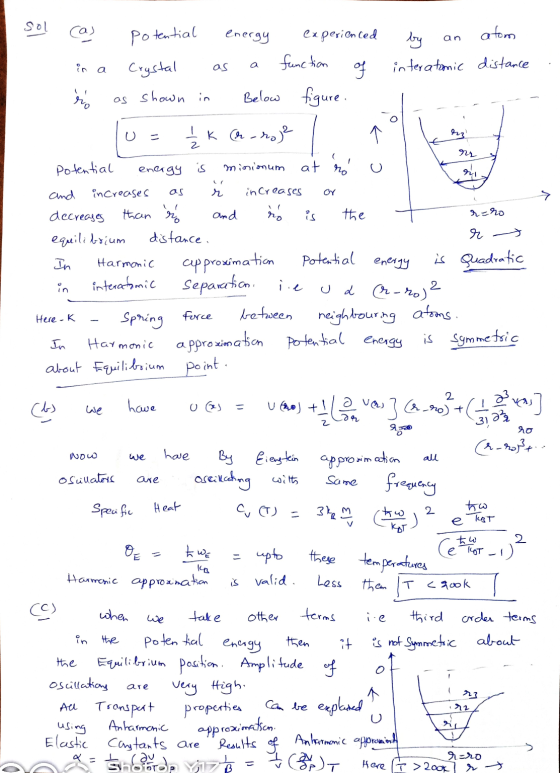 Se! potential energy an by atom interatomic distance in a Crystal as experienced function of figure. a ro as shown in Below U
