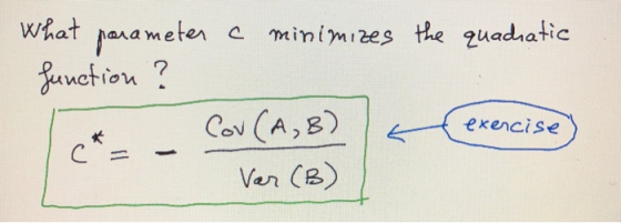 what exameten c minimizes he zuadhatic Metiov Cov (A,B) exencise