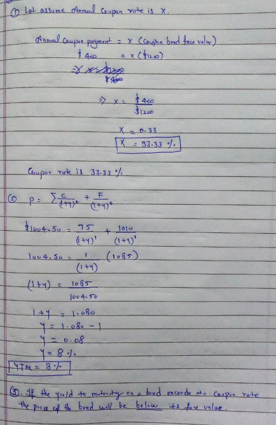 let assume d n rate is X ca val lluc aupun Yede il 33.33 (1085) it) lty - 1080 ,斗the yield mtus tren abend exceed 一the pu u 4th-bundwill-be-bele u-its-he value