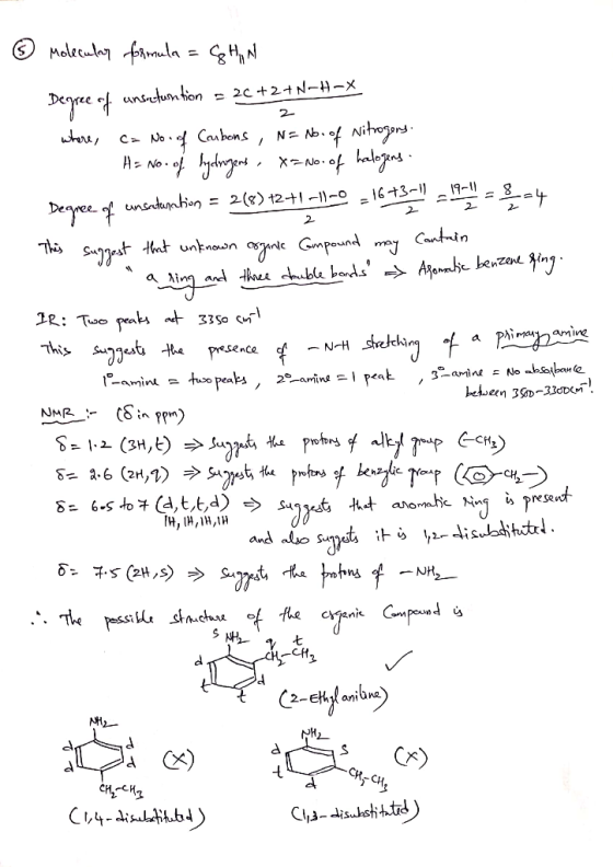 2 ② Molecular formula = CHN Degree of unsatuntion = 20 +2 +N-H-X where, ca No. of Carbons , N= No. of Nitrogens. - Ha No. of