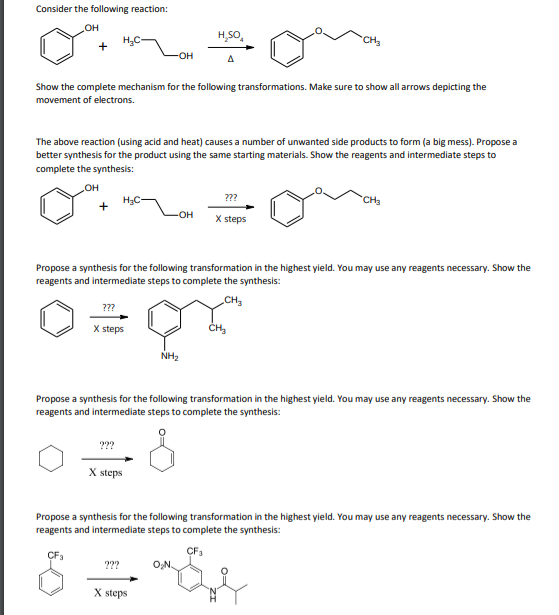 Consider the following reaction: OH HC H.SO CH, + ОН Δ Show the complete mechanism for the following transformations. Make su
