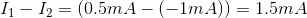 11 – 12 = (0.5m A-(-1m A)) = 1.5m A