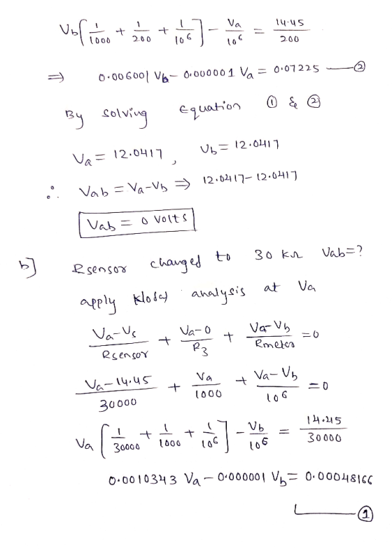 vel com to the native to 2 0.00 6001 - 0000001 Va= 0.07225 By solving Equation ① & @ va = 12.0417 Ub = 12.0417 Vab=va-vb ) 12