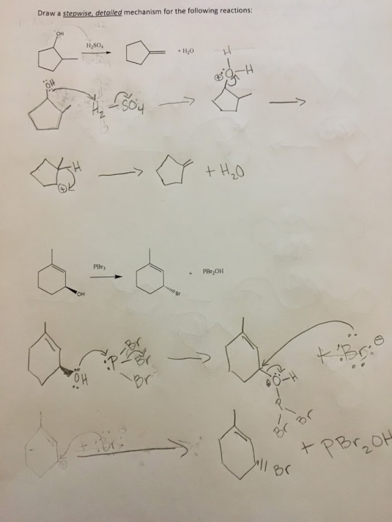Draw a stepwise, detailed mechanism for the following reactions: H.SO, + H2O GS Br Br +pBr₂OH