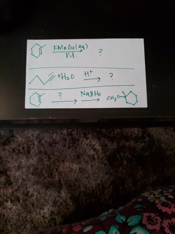 KMn Oulag) rit. 2 +H2O H+ 2. ? NaB Hu CH₂O