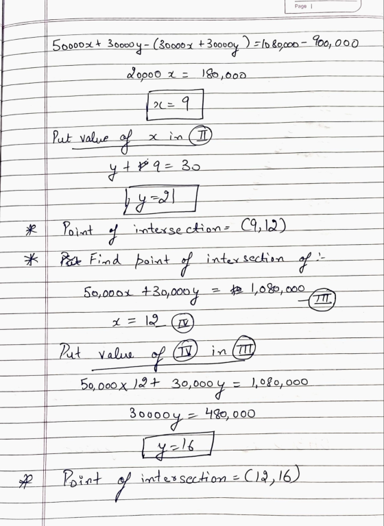 Page 1 50000x + 30000y- (30000x +30000y ) -10 89.000 – 900,000 20000 23 180,000 OL= q Put value of x in I teq=30 yt 19-21 * o