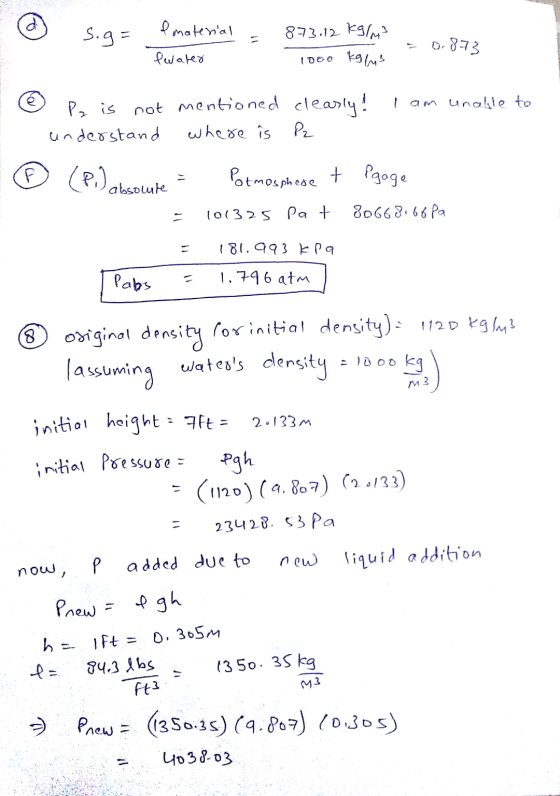ematerial = 873.12 kg/m² - 0.873 kalns 1. fwater 1000 kglms e I ® Pp is not mentioned clearly! I am unable to understand whe