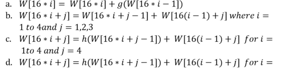 a. W [16 * i] = W[16 * i] + g(W[16 * i – 1]) b. W[16 * i + j] = W[16 * i + j - 1] + W[16(i – 1) +j] where i = 1 to 4and j = 1