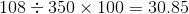 108 : 350 x 100 = 30.85