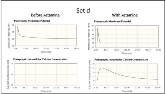 Set d Before ketamine Postsynaptic Membrane Potential With ketamine Postsynaptic Membrane Potential Membrane Potential (mv) M