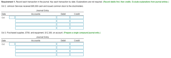 Requirement 1. Record each transaction in the journal. Key each transaction by date. Explanations are not required. (Record d