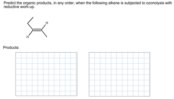Predict the organic products, in any order, when the following alkene is subjected to ozonolysis with reductive work-up. Prod