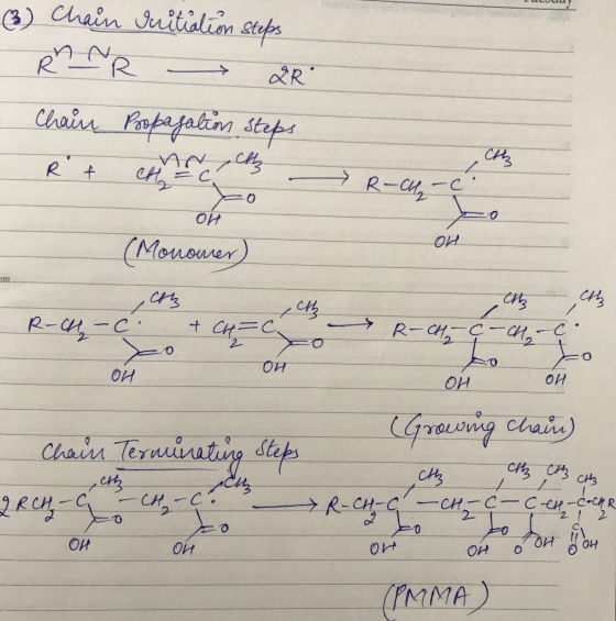 ACUUUY (3) Chain Initiation Steps RNR 2R Chain Propagation steps Rt care ой (Monomer) R-CH2 the the c. R-CH-C. & cro R-CHG O