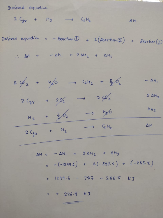 Desired 2 с equation + H2 — СИ. ДИ Desired equation = - Reaction + 2 (Reaction (2) + Reaction (3) ... Ди - - ДН, + 2 ди, + Ан