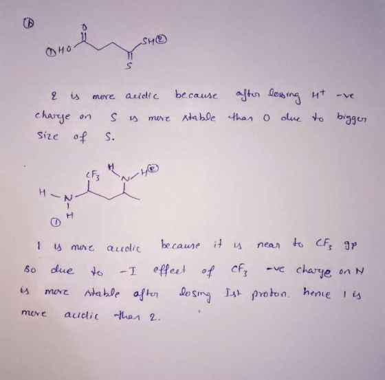 SH HO aftn Dosing Ht be cause aicdic is -ve mere charye dable than o olue to biggen mure Size of S. H N CD to becaune it A 1