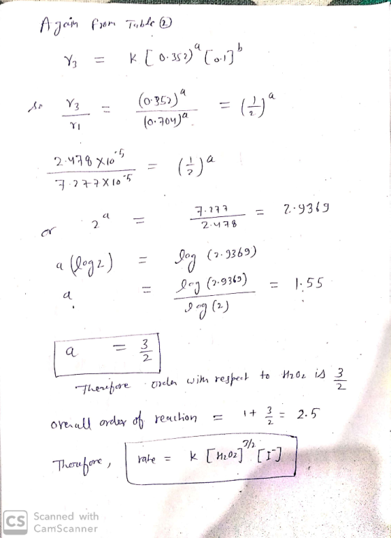 Again from Table 1 V = K[ 0.352) [oi] . - r - 10.704)a (2) 2.478x105 Mens = oja 7.27X 105 or 24 = 7,277 = 2.9319 2.478 a (l