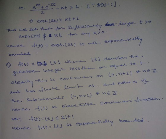ie, at -2t e+ e 2 - Kt > 1. [96) = 1] . - cosh (2)> kt+1 Thus we see that for Sufficiently har large tyo Cosh (at) & a kt for