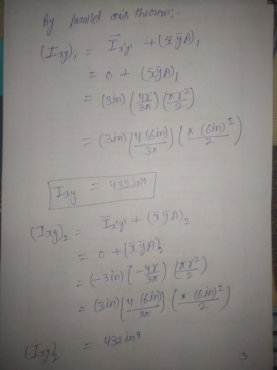 By Parallel axis theorem; (Isy), = Isly +(ZJA, = 0 + GJA, = (BN) ( 0 (2) M (ch) Cho Tay = 432ing (Isy), - Ixy + (aga), = 0 +(