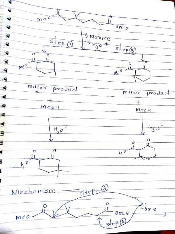 om e 0 major prodect mino PYOdut H, O Mechanism. stea om e dme Meo