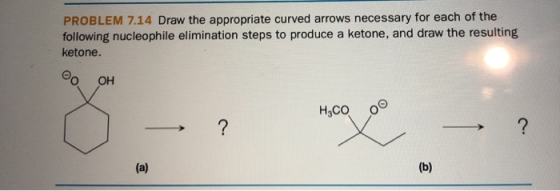 PROBLEM 7.14 Draw the appropriate curved arrows necessary for each of the following nucleophile elimination steps to produce