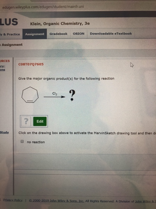 edugen.wileyplus.com/edugen/student/mainfr.uni LUS Klein, Organic Chemistry, 3e Gradebook Downloadable eTextbook ORION ly & P