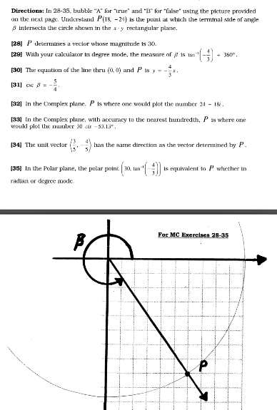 Directions: In 28-35. bubble A for true and B for false using the picture provided on the ocxt page. Understand P(18.