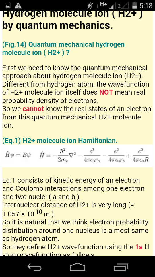 by quantum mechanics (Fig.14) Quantum mechanical hydrogen molecule ion (H2+)? First we need to know the quantum mechanical ap